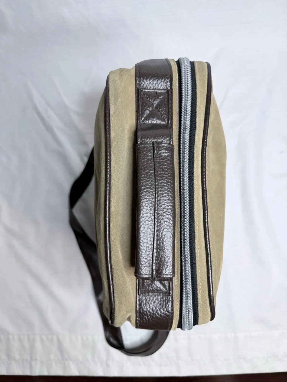 Vintage Y2K PONY Messenger Bag Brown Tan Suede Crossbody Shoulder Bag 2000s